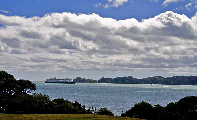Volendam at anchor in the Bay of Islands