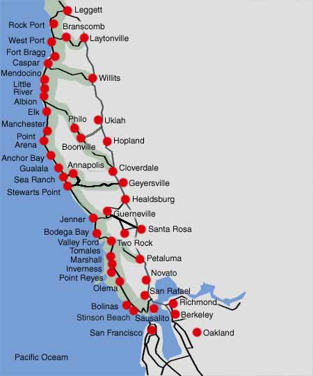 Northern California Coast Towns Map Images And Photos Finder