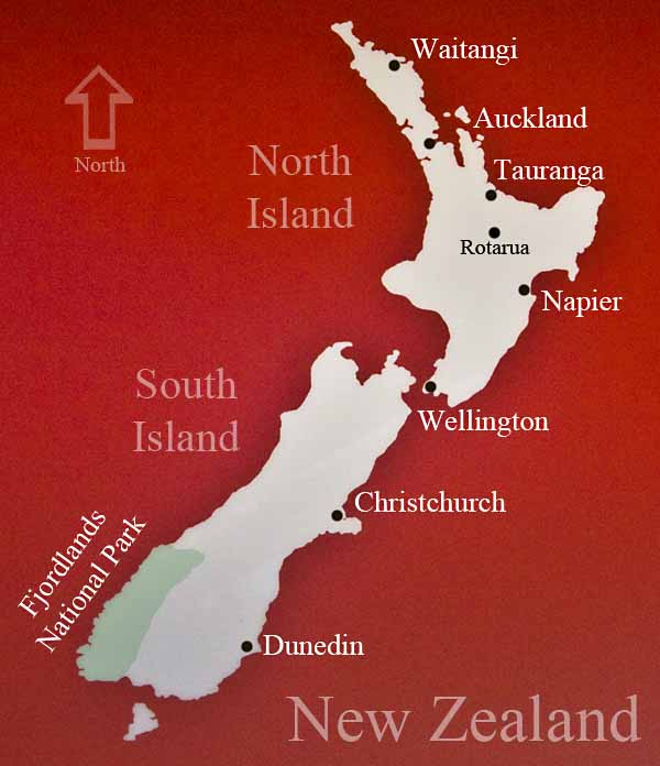 Map of our Port Calls in New Zealand